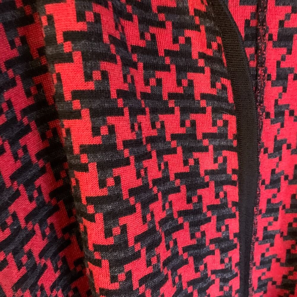 Pendleton Women's Houndstooth Merino Wool Cape PLUS One Size Red Black Office - Picture 6 of 8